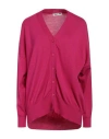 Open Lab Woman Cardigan Magenta Size 6 Merino Wool In Magenta
