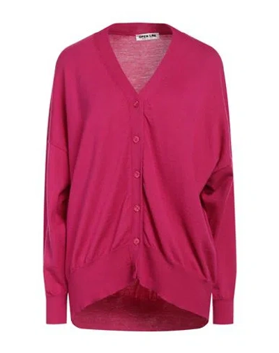 Open Lab Woman Cardigan Magenta Size 6 Merino Wool