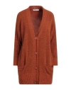 Open Lab Woman Cardigan Rust Size 8 Acrylic, Nylon, Wool, Elastane In Red