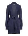 Open Lab Woman Cardigan Slate Blue Size 8 Acrylic, Wool, Alpaca Wool In Blue