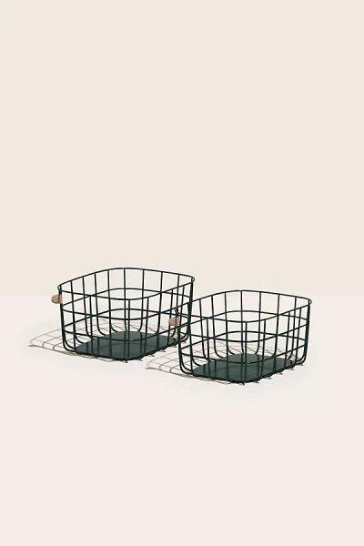 Open Spaces Medium Wire Baskets - Set Of 2 In Green