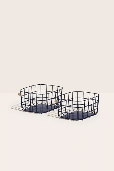 Open Spaces Medium Wire Baskets - Set Of 2 In Blue