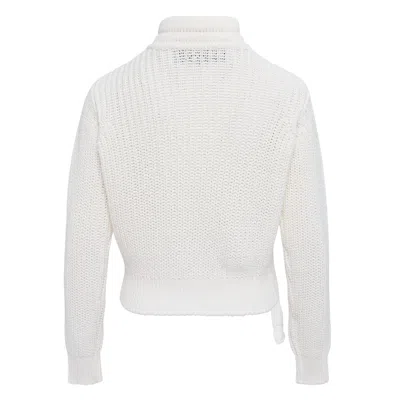 Open Yy Applique Knit Zipup Jacket In White