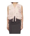 Open Yy Applique Work Vest In Black