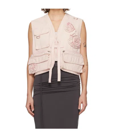 Open Yy Applique Work Vest In Black