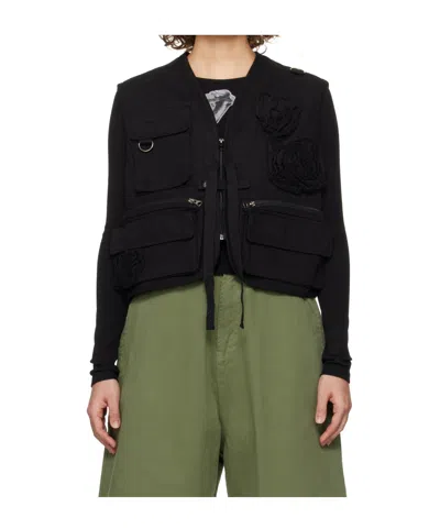 Open Yy Applique Work Vest In Black