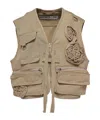 Open Yy Applique Work Vest In Brown