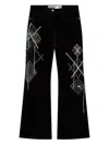 Open Yy Argyle-patched Bootcut Trousers In Black