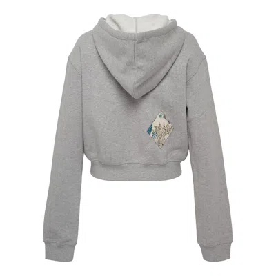 Open Yy Argyle Patched Hoodie In Gray