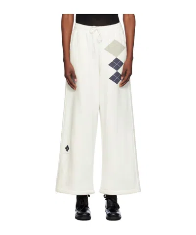 Open Yy Argyle Wide Track Pants In White