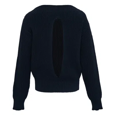 Open Yy Badge Applique Knit Pullover In Blue