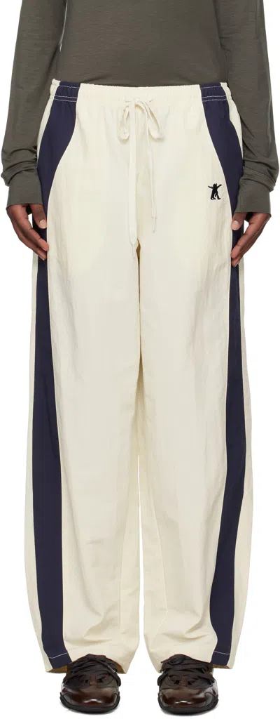 Open Yy Beige & Navy Yy Color Block Lounge Pants In Ecru