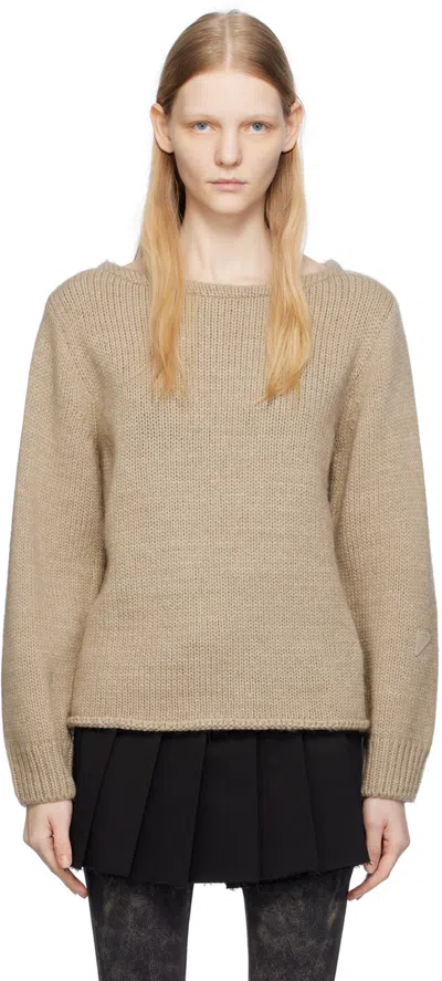 Open Yy Beige Boat Neck Sweater