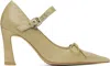 Open Yy Beige Buckle Pointy Heels In Beige