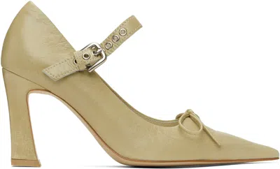 Open Yy Beige Buckle Pointy Heels