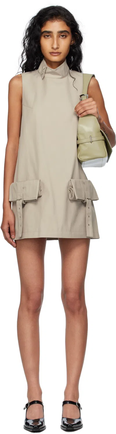 Open Yy Beige Cargo Pocket Minidress In Sand