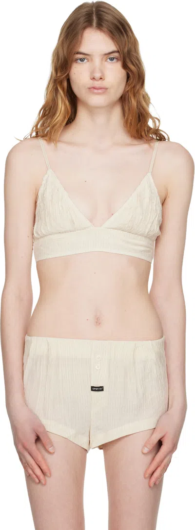 Open Yy Beige Crinkled Bralette In Neutral