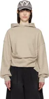 Open Yy Beige Deconstructed Hoodie In Beige