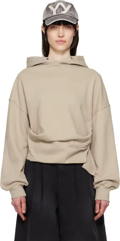 Open Yy Beige Deconstructed Hoodie