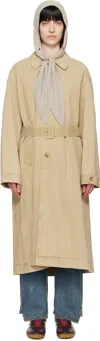 Open Yy Beige Detachable Scarf Trench Coat In Beige