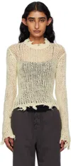 Open Yy Beige Distressed Crop Knit Sweater In Nude