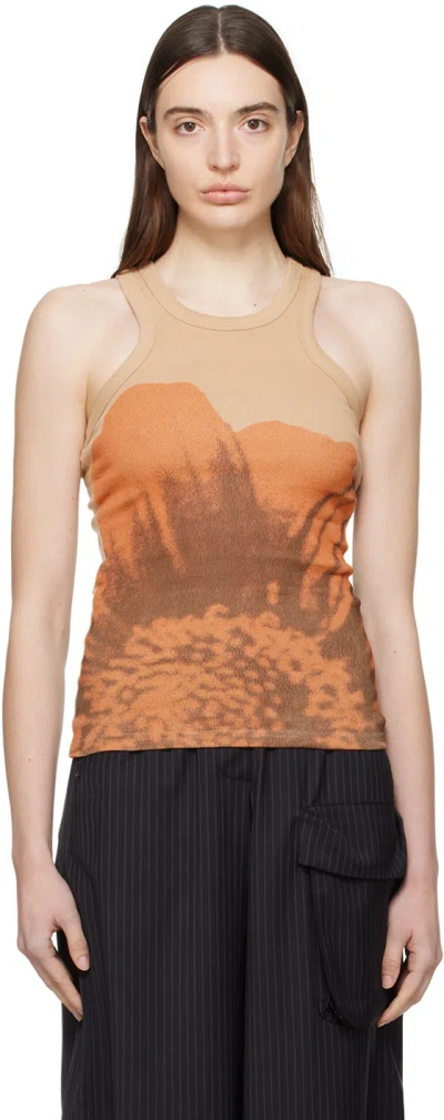 Open Yy Beige Flower Tank Top