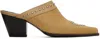 Open Yy Beige Heart Stud Western Mules In Ecru