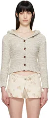 Open Yy Beige Hooded Chunky Cardigan In Beige