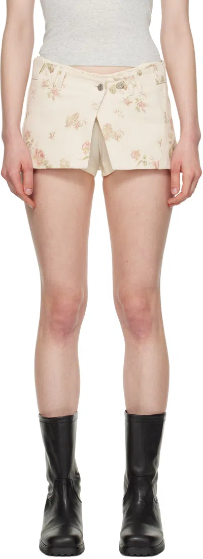 Open Yy Beige Layered Boxer Short Miniskirt