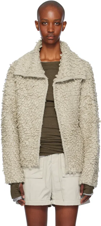 Open Yy Beige Loopy Knit Cardigan In Khaki Beige