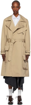 Open Yy Beige Motorcycle Trench Coat In Beige