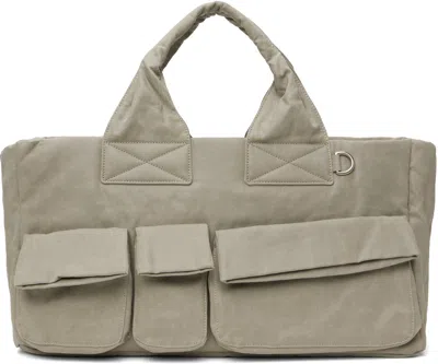 Open Yy Beige Oil Skin Venti Tote In Sand Beige