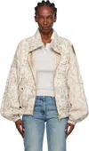 Open Yy Beige Paisley Cargo Bomber Jacket In Neutral