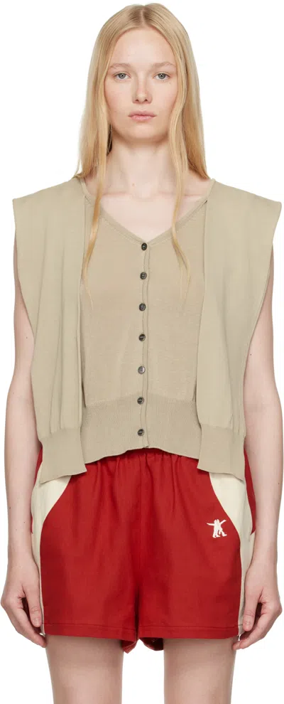 Open Yy Beige Sleeve Layered Cardigan