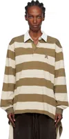 Open Yy Stripe-trimmed Asymmetrical-hem Shirt In Brown