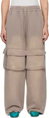 Open Yy Beige Washed Pocket Baggy Sweatpants In Beige