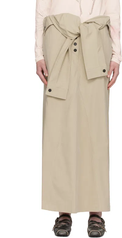 Open Yy Beige Wrap Trench Midi Skirt In Neutral