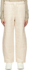 Open Yy Beige 'yy' Quilted Trousers In Ivory
