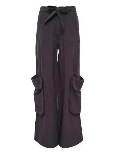 Open Yy Belted Cargo Trousers In Black