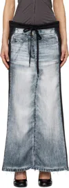 Open Yy Front Jean Effect Jersey Skirt In Black