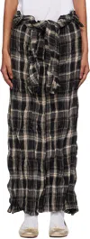 Open Yy Black & Gray Crinkled Shirt Maxi Skirt In Black