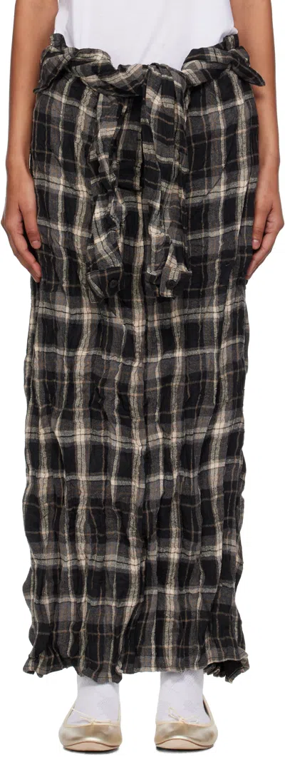 Open Yy Black & Gray Crinkled Shirt Maxi Skirt