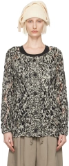 Open Yy Black & White Argyle Pointelle Cardigan In Black