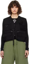 Open Yy Black Appliqué Cargo Vest In Black