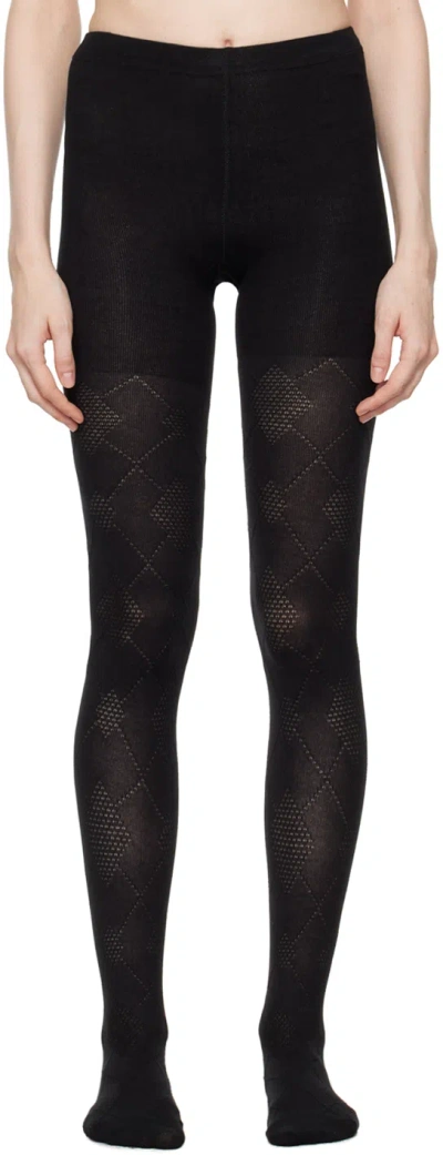 Open Yy Black Argyle Cotton Tights