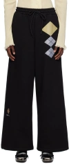 Open Yy Black Argyle Wide Sweatpants In Black
