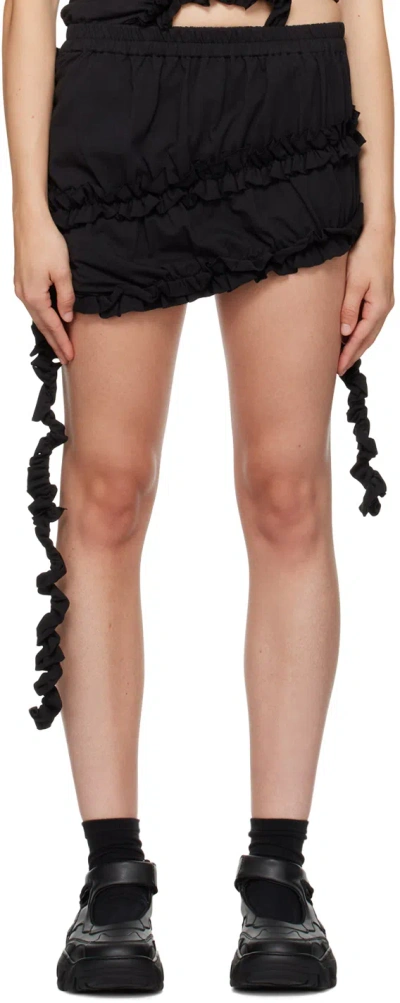 Open Yy Black Asymmetric Miniskirt