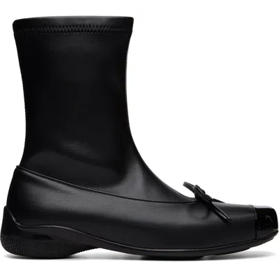 Open Yy Black Ballet Ankle Boots In Red