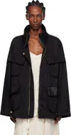 Open Yy Black Cargo Pocket Field Jacket In Black