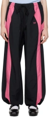 Open Yy Black Color Block Lounge Pants In Black